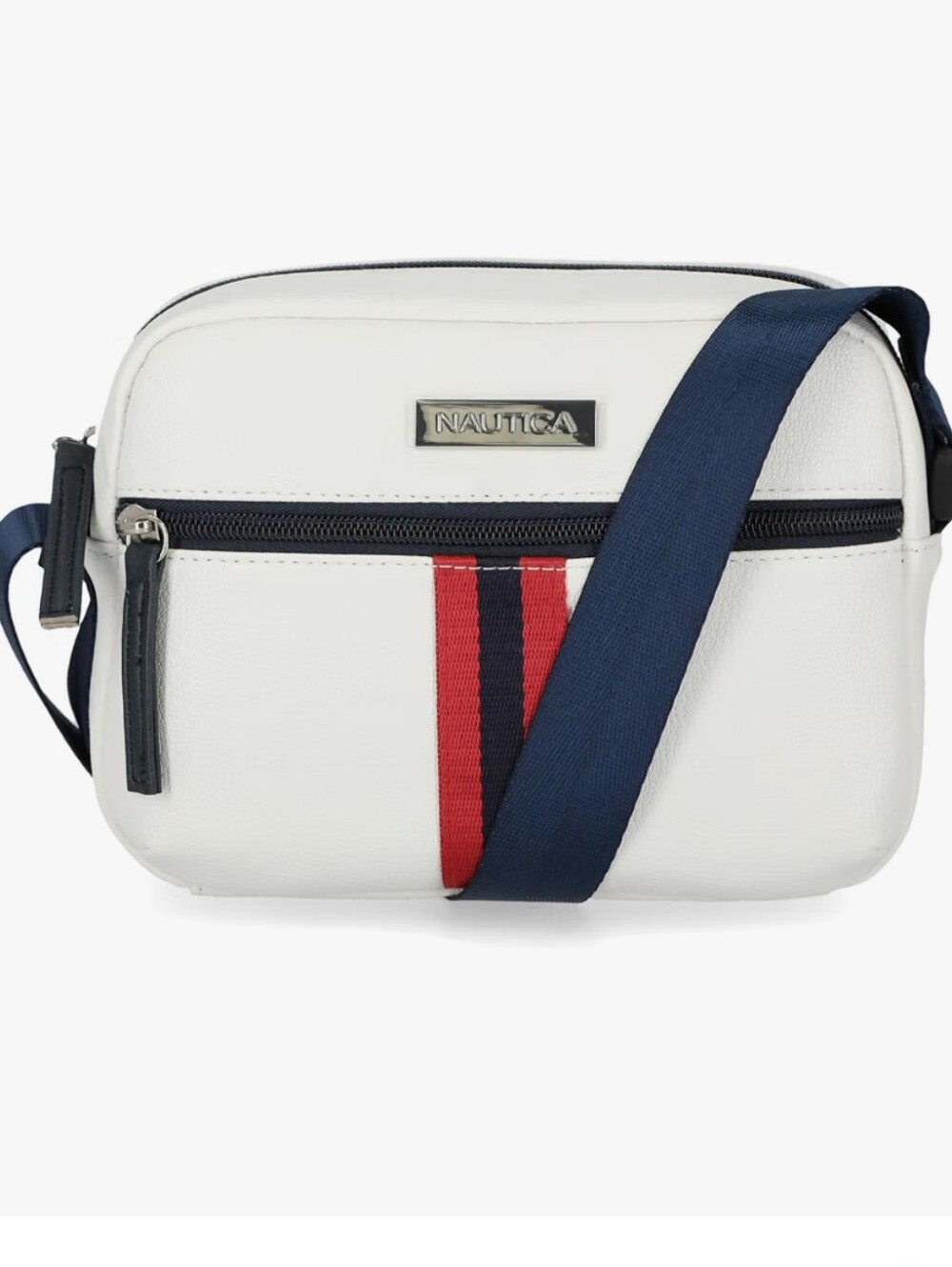 NWOT Nautica White Crossbody Belt Bag with Navy Strap and Red Stripe